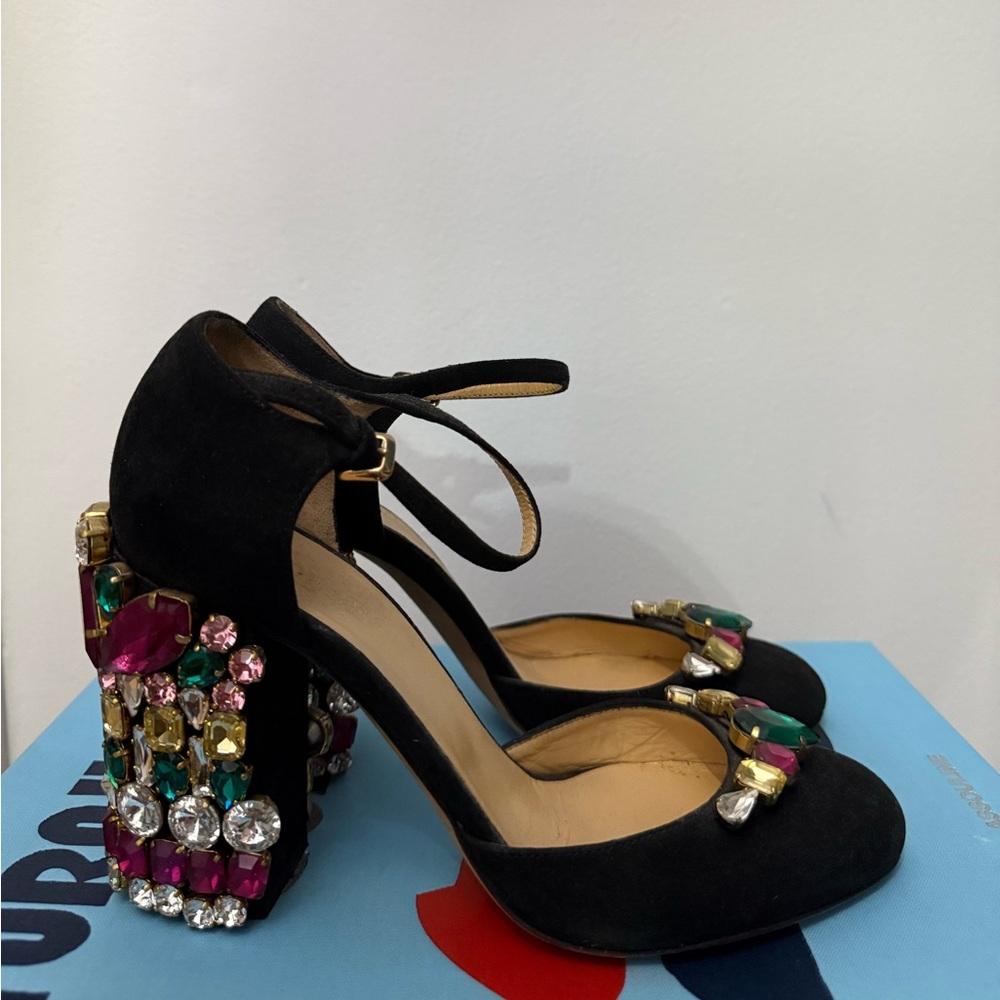 Elegant Black Embellished Heels